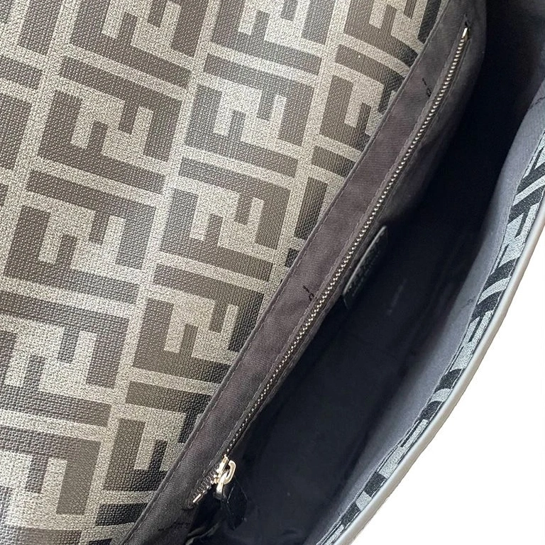 Affordable Motif Messenger FF In Large Bag Black Fabric Fendi 0801